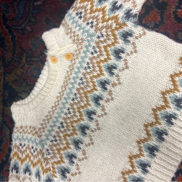 Baby boy lot fair isle sweater, corduroys, striped one piece fleece bear hat - Picture 10 of 16